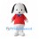 White Dog Mascot Costume with Red Shirt and Blue Bow Tie