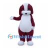 Burgundy Dog Mascot Costume with White Belly and Long Ears