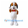 Dog Mascot Costume in Brown and White with Red Collar