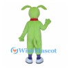 Green Dog Mascot Costume with Red Collar and Large Black Nose