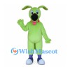 Green Dog Mascot Costume with Red Collar and Large Black Nose