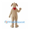 Beige Dog Mascot Costume with Red Bandana and Brown Ears