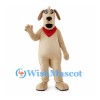 Beige Dog Mascot Costume with Red Bandana and Brown Ears