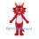 Red Dragon Mascot Costume with Orange Horns and White Belly