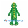 Green Dinosaur Mascot Costume with Yellow Spikes and Spotted Feet