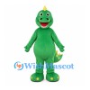 Green Dinosaur Mascot Costume with Yellow Spikes and Spotted Feet
