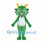 Green Dragon Mascot Costume with Yellow Horns and White Belly