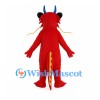 Red Chinese Dragon Mascot Costume with Yellow Belly and Long Whiskers