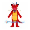Red Chinese Dragon Mascot Costume with Yellow Belly and Long Whiskers