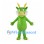 Green Dragon Mascot Costume with Yellow Antlers and White Cheeks