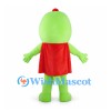 Superhero Cow Mascot Costume in Lime Green with Red Cape and Beret