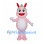 Pink Dragon Mascot Costume with Red Horns and Gray Back Spikes
