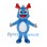 Blue Dragon Mascot Costume with Red Antlers and Gray Back Spikes