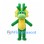 Green Dragon Mascot Costume with Yellow Frill and Green Antlers