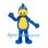 Blue Dinosaur Mascot Costume with Yellow Spots and Belly