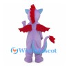 Purple Dragon Mascot Costume with Red Wings and Light Blue Belly