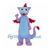 Purple Dragon Mascot Costume with Red Wings and Light Blue Belly