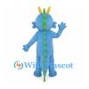 Light Blue Dragon Mascot Costume with Yellow Horns and Green Back Spikes