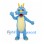 Light Blue Dragon Mascot Costume with Yellow Horns and Green Back Spikes