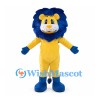 Yellow Lion Mascot Costume with Large Blue Mane and Blue Paws