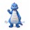 Blue Dinosaur Mascot Costume with White Belly and Pink Back Spikes
