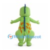 Green Dinosaur Mascot Costume with White Belly and Orange Spots