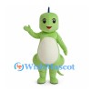 Green Dinosaur Mascot Costume with White Belly and Orange Spots