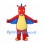 Red Dragon Mascot Costume with Blue Wing Cape and Yellow Belly