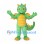 Green Dragon Mascot Costume with Yellow Wings and Purple Spots