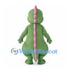 Green Dinosaur Mascot Costume with Orange Belly and Pink Back Spikes