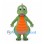 Green Dinosaur Mascot Costume with Orange Belly and Pink Back Spikes