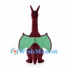 Burgundy Dragon Mascot Costume with Long Neck and Green Wings
