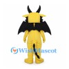 Yellow Dragon Mascot Costume with Black Horns Wings and Belly