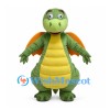 Green Dragon Mascot Costume with Orange Wings and Rounded Yellow Belly
