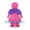 Pink Dragon Mascot Costume with Purple Wings and Yellow Belly