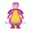 Pink Dragon Mascot Costume with Purple Wings and Yellow Belly