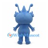 Blue Alien Mascot Costume with Long Antennae and Small Fangs