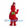 Red Dragon Mascot Costume with Tall Spotted Horn and Green Wings