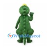 Green Dinosaur Mascot Costume with Lime Belly and Rounded Back Spikes