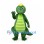 Green Dinosaur Mascot Costume with Lime Belly and Rounded Back Spikes
