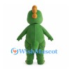 Green Dinosaur Mascot Costume with Orange Belly and Head Plates