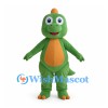 Green Dinosaur Mascot Costume with Orange Belly and Head Plates