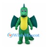 Green Dragon Mascot Costume with Teal Wings and Yellow Belly