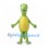 Green Tyrannosaurus Mascot Costume with Yellow Belly and Toothy Grin