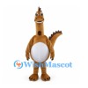 Brown Dinosaur Mascot Costume with Long Neck and White Belly