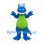Blue Dinosaur Mascot Costume with Lime Belly and Back Spikes