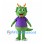 Green Dragon Mascot Costume with Orange Antlers and Purple Shirt