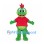 Green Dinosaur Mascot Costume with Red Shirt and Head Crest