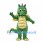 Green Dragon Mascot Costume with Cream Wings and Pink Forehead Horn