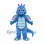 Blue Dragon Mascot Costume with Pale Wings and Pink Horn